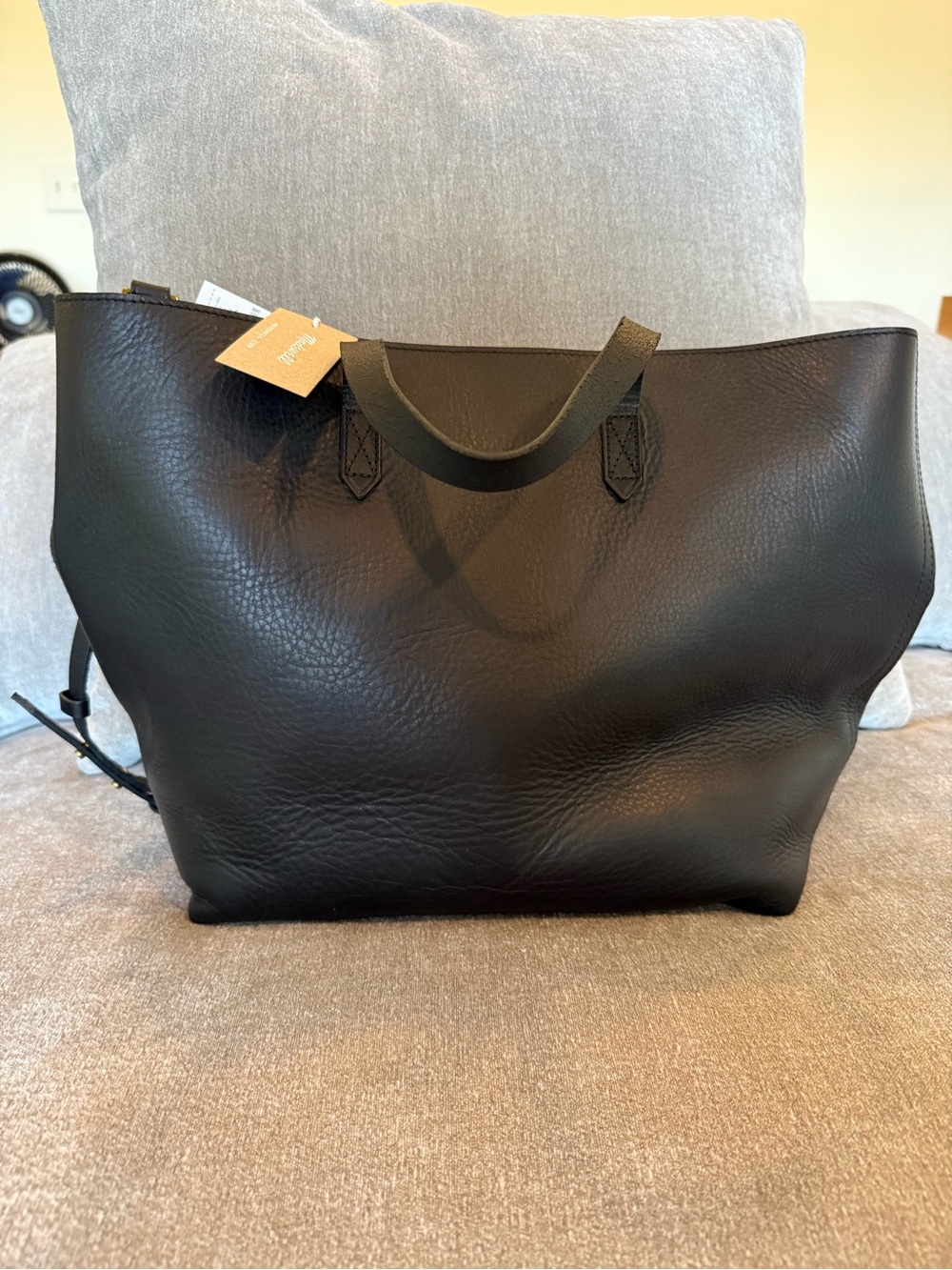 Madewell Black Leather Tote Bag